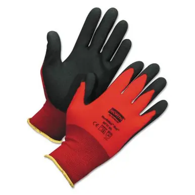 Honeywell NF11/9L NorthFlex Red Foamed PVC Palm Coated Gloves, Large, Red