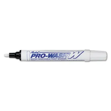 MARKAL 97030 PRO-WASH W Water Removable Paint Markers, 1/8 in Tip, Medium, White