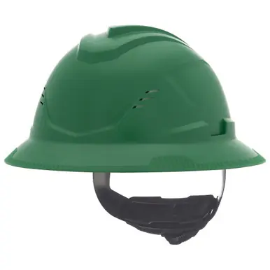 V-Gard C1 Hard Hat, Fas-Trac III 4 Point Ratchet, Vented, Green