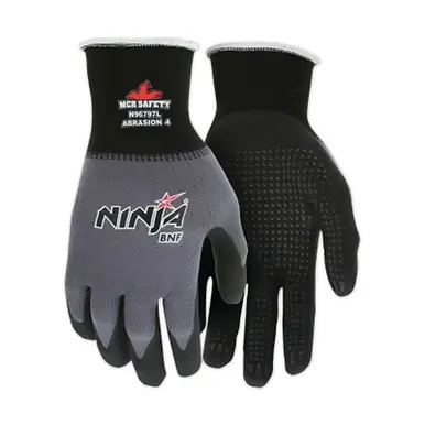 MCR Safety N96797M Ninja BNF Work Gloves, Medium, Gray, 12"