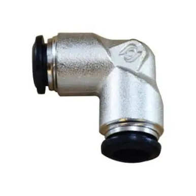 Midland Industries 20807N - 90° Union Elbow, 10mm Push-In x 10mm Push-In, Brass, Nickel-Plated
