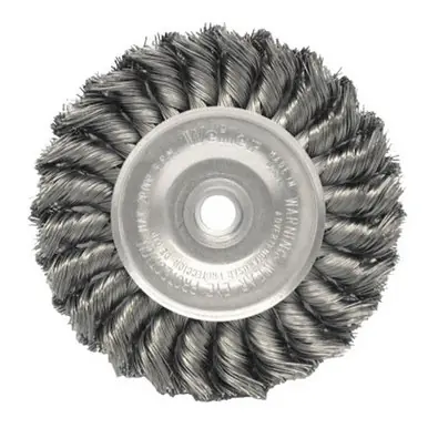 WEILER 08034 Standard Twist Knot Wire Wheel 4" x 1/2" W .0118" Steel 1/2-3/8 Arb