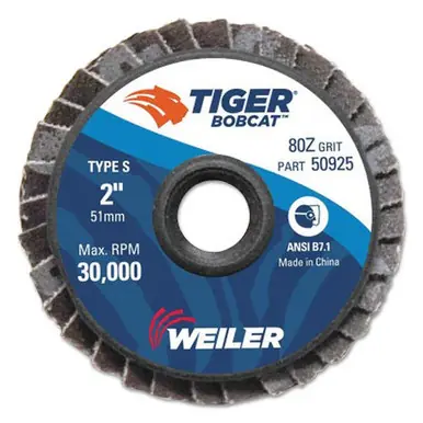 WEILER 50925 Bobcat Flap Disc, Zirconium, 2" Dia., 80 Grit (10pk)