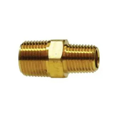 Midland Industries 28221L - Reducing Hex Nipple, 3/8" NPT(M) x 1/8" NPT(M), 1.11" Brass