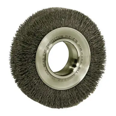 WEILER 06440 Medium Crimped Wire Wheel 6" x 1" W .0104" Stainless Steel 6000RPM