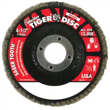 WEILER 50103 SaberTooth Ceramic Flap Disc 4 1/2" 80 Grit 7/8" Arbor 13000RPM (10pk)