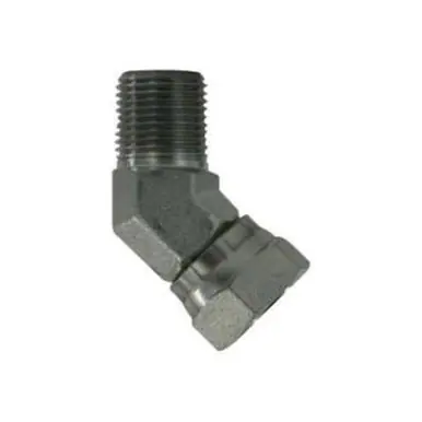 Midland Industries 150344 - 45° Swivel Adapter Elbow, 1/4" MPT x 1/4" FNPSM, Steel