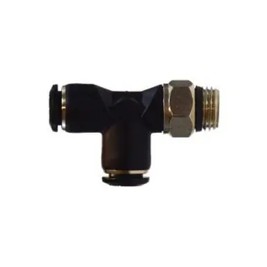 Midland Industries 20675 - Swivel Run Tee, 8mm Push-In x 3/8" Push-In x 8mm Male BSPT, Composite,
