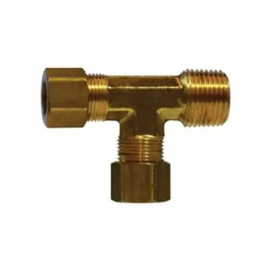 Midland Industries 18273 - Run Tee, 3/16" Tube OD x 1/8" Male NPTF x 3/16" Tube OD, Brass