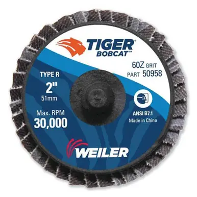 WEILER 50958 2" Bobcat Mini Abrasive Flap Disc, Flat (Ty27), Type R Mount, 60Z (10pk)