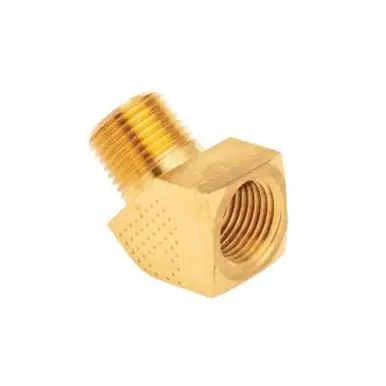 Midland Industries 23350X6X8 - 45° Street Elbow, 3/8" FPT x 1/2" MPT, Brass
