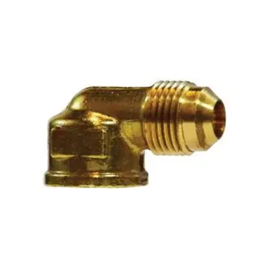 Midland Industries 10320B - 90° Barstock Elbow, 3/8" Male Flared x 3/8" NPT(F)F, Brass
