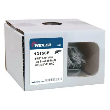 WEILER 13156P Single Row Heavy-Duty Knot Wire Cup Brush 3-1/2" 5/8-11 .023 Steel