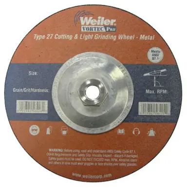 WEILER 56423 Wolverine Combo Wheels, 9" Dia, 1/8" Thick, 5/8" Arbor, 24 Grit, T (10pk)