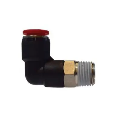 Midland Industries 20856 - 90° Swivel Elbow, 4mm Push-In x 1/8" Male BSPT, Composite, Nickel-Plated