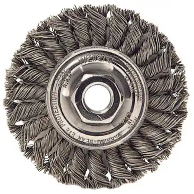 WEILER 13110 Standard Twist Knot Wheel 4 D x 1/2 W .014 SS 3/8"-24 UNF Nut (5pk)