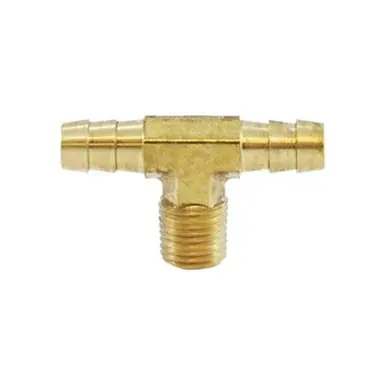 Midland Industries 32128 - Branch Tee, 3/8" Hose Barbed x 3/8" Hose Barbed x 1/4" MIP, Brass