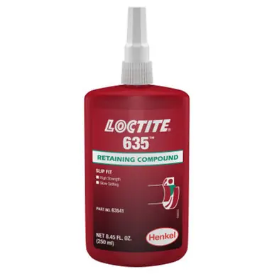 LOCTITE 135517 635 Retaining Compound, Slow Cure, 250ml Bottle, Green, 4,000psi