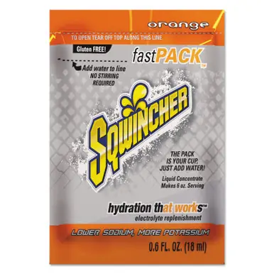 Sqwincher Fast Pack Liquid Concentrate, Orange, .6 fl oz (4 Packs of 50)