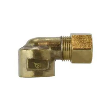 Midland Industries 18259BLF - 90° Barstock Elbow, 3/8" Compression x 3/8" FIP, Brass