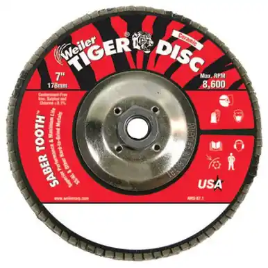 WEILER 50113 SaberTooth Ceramic Flap Disc, 7, 40 Grit, 5/8 Arbor, 12000RPM (10pk)