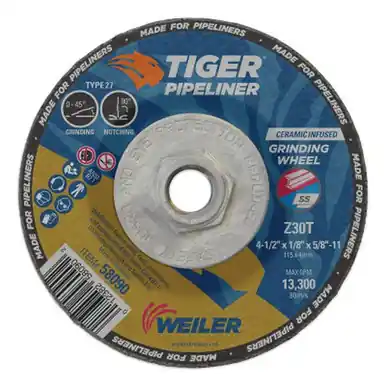 WEILER 58090 4-1/2" X 1/8" Tiger Pipeliner, Z30T, Type 27, 5/8"-11 Nut