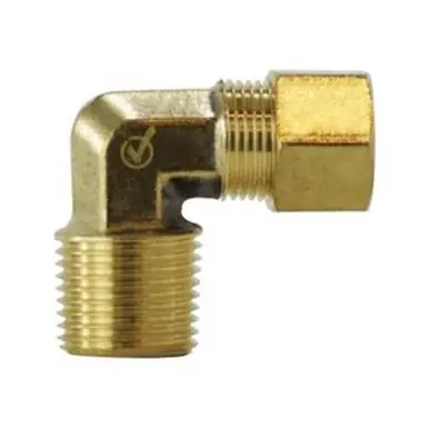 Midland Industries LF269X4X6 - 90° Barstock Elbow, 1/4" Compression x 3/8" MPT, Brass
