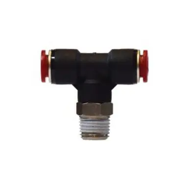 Midland Industries 20809 - Swivel Branch Tee, 8mm Push-In x 8mm Push-In x 1/8" Male BSPT, Composite