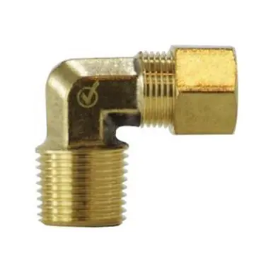 Midland Industries 18234BLF - 90° Barstock Elbow, 3/8" Compression x 3/8" MIP, Brass