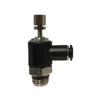 Midland Industries 20795C62 - Meter Out Right Angle Flow Control Valve, 6mm x 1/8" Nominal, Push-In