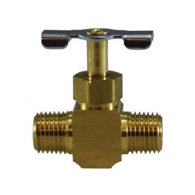 Midland Industries 709108-04 - Needle Valve, 1/4" Nominal, MIP x MIP, Brass Body
