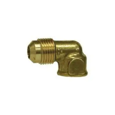 Midland Industries 10324B - 90° Barstock Elbow, 1/2" Male Flared x 3/8" FPT, Brass