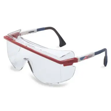 Honeywell S2530C Astrospec OTG 3001 Eyewear, Clear Lens, Anti-Fog, Blue/Red/White Frame
