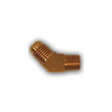 Midland Industries 254X4 - 45° Barstock Elbow, 1/4" SAE 45° Male Flared x 1/8" MPT, Brass