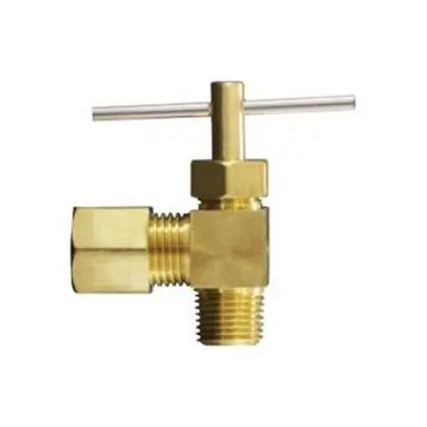Midland Industries 46011 - 90° Needle Valve, 1/4 x 1/8" Nominal, Compression x MPT, 150 psi Pressure