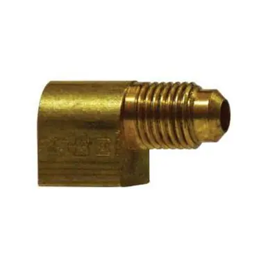 Midland Industries 10313B - 90° Barstock Elbow, 1/4" Male Flared x 1/8" NPT(F)F, Brass
