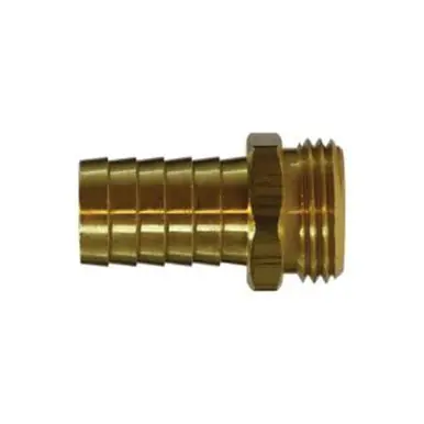 Midland Industries 29MGH-612 - Straight Male End Hex Adapter, 3/8" Hose Barbed x 3/4" MHT, Brass