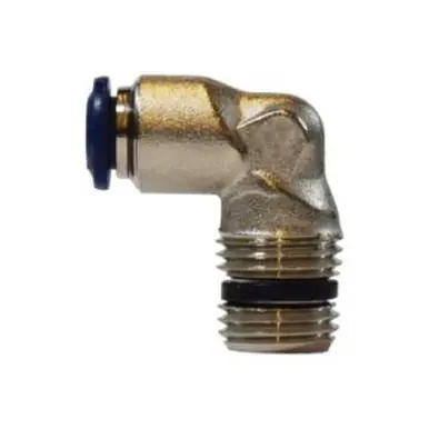 Midland Industries 20072N - 90° Fixed Elbow, 3/8" Tube OD x 1/4" Male NPTF, Brass, Nickel-Plated