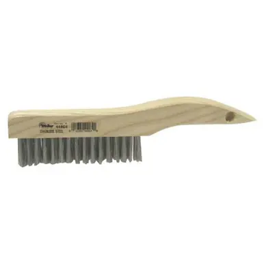 WEILER 44064 Shoe Handle Scratch Brushes 10" 4X16 Rows SS Wire Wood Handle