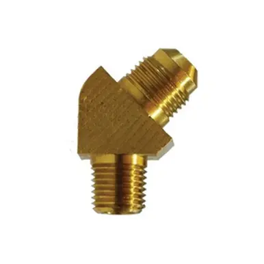 Midland Industries 10449B - 45° Barstock Elbow, 1/4" Male SAE 45° Flared x 1/4" MPT, Brass
