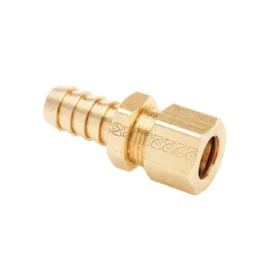 Midland Industries 18534 - Adapter w/ Plastic Sleeve, 1/4" Hose Barbed x 1/4" Compression, Brass