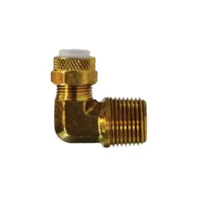 Midland Industries 269PF-6B -Champion Brass Poly-Flo 90° Elbow, 3/8" Tube OD x 1/4" MPT, Brass
