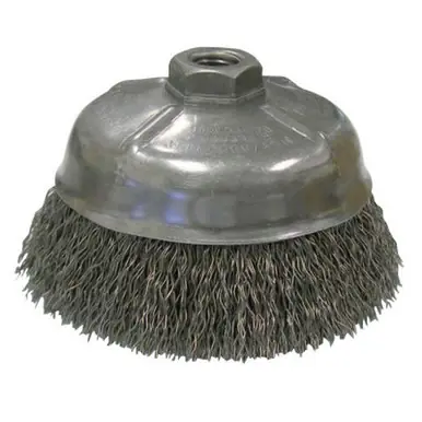 WEILER 14256 Crimped Wire Cup Brush 5" 5/8-11 UNC Arbor Stainless Wire