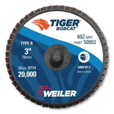 WEILER 50953 3" Bobcat Mini Abrasive Flap Disc Conical (Ty29) Type R Mount 60Z