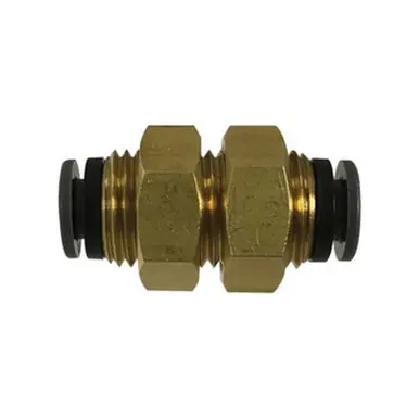 Midland Industries 825320C - Bulkhead Union, 5/32" Push-In x 5/32" Push-In, Brass
