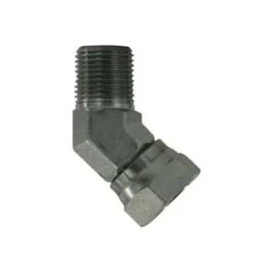 Midland Industries 150346 - 45° Swivel Adapter Elbow, 1/4" MPT x 3/8" FNPSM, Steel