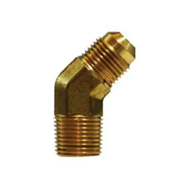 Midland Industries 10455 - 45° Elbow, 1/2" Male Flared x 3/8" Male NPTF, Brass