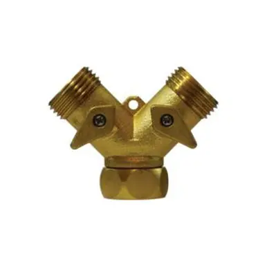 Midland Industries 30627 - Swivel Wye Connector w/ 2-Way Hose Shut-Off & Brass Levers, 3/4" FGH x