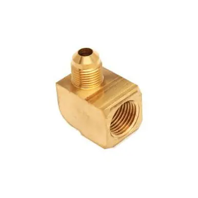 Midland Industries 250X6 - 90° Barstock Elbow, 3/8" SAE 45° Male Flared x 1/4" FPT, Brass