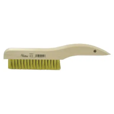 WEILER 44119 Plater‘s Brushes, 10", 4 X 18 Rows, Brass Wire, Curved Wood Handle